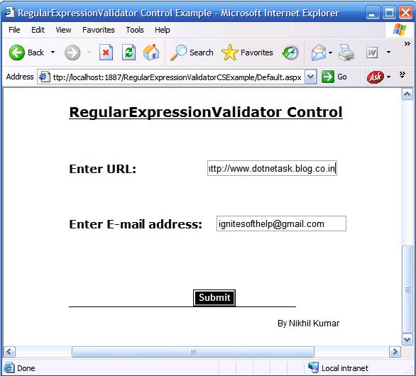 Regular Expression and Required Field Validator in